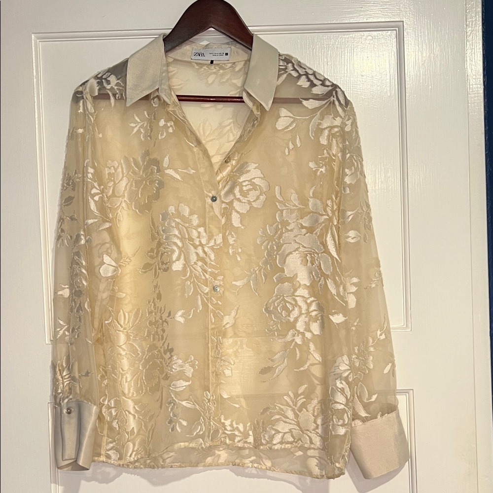 Zara Beige Floral Shirt